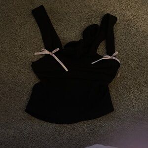 SHEIN Black Tank Top with Bow Details
